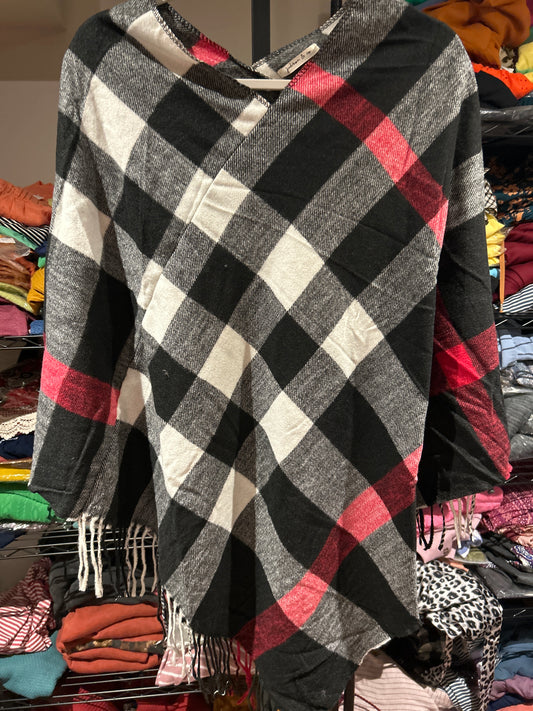 Buffalo check poncho