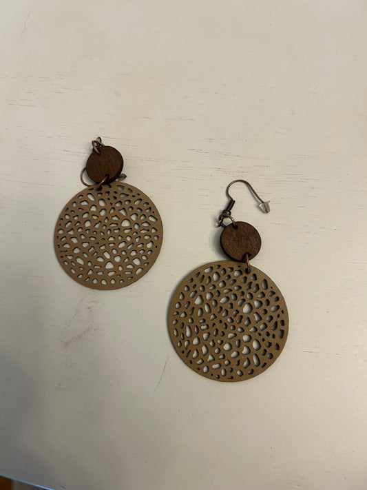 Brown leather earrings