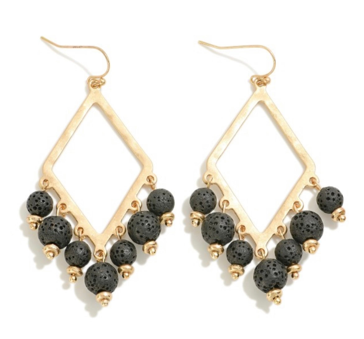 Black and Gold Bead Earrings