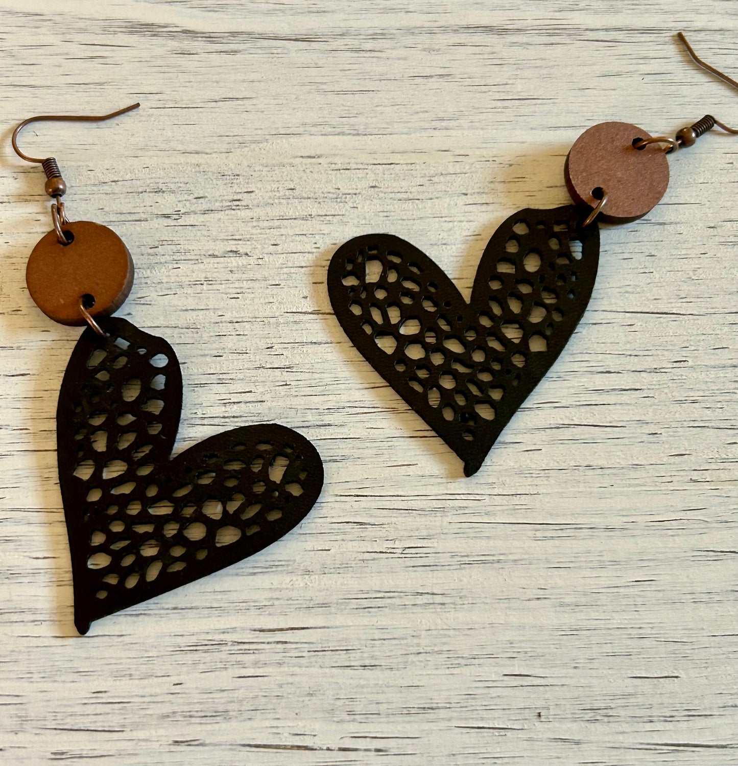 Leather Hearts in cream or black