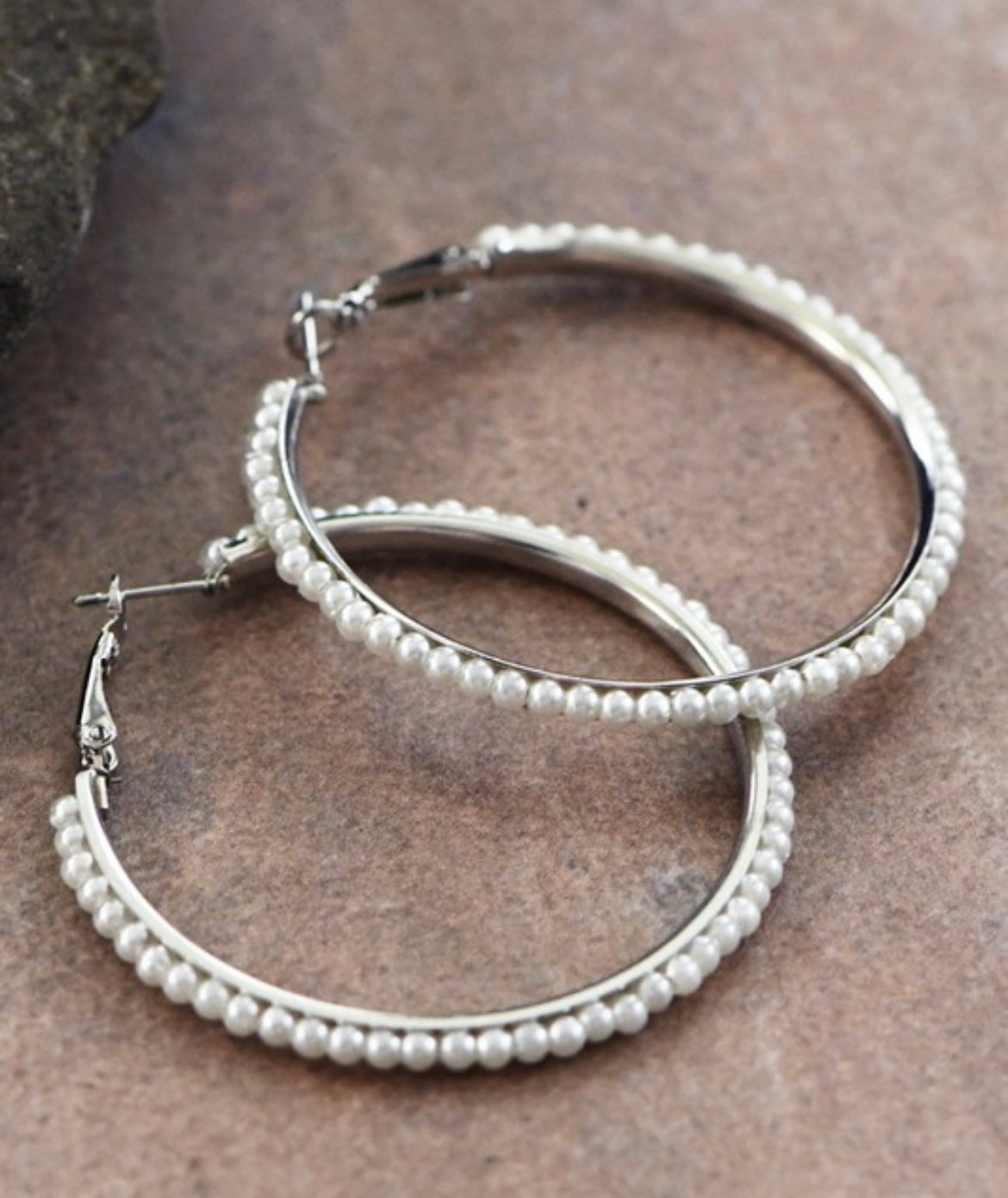 Silver and Pearly Bead Earrings