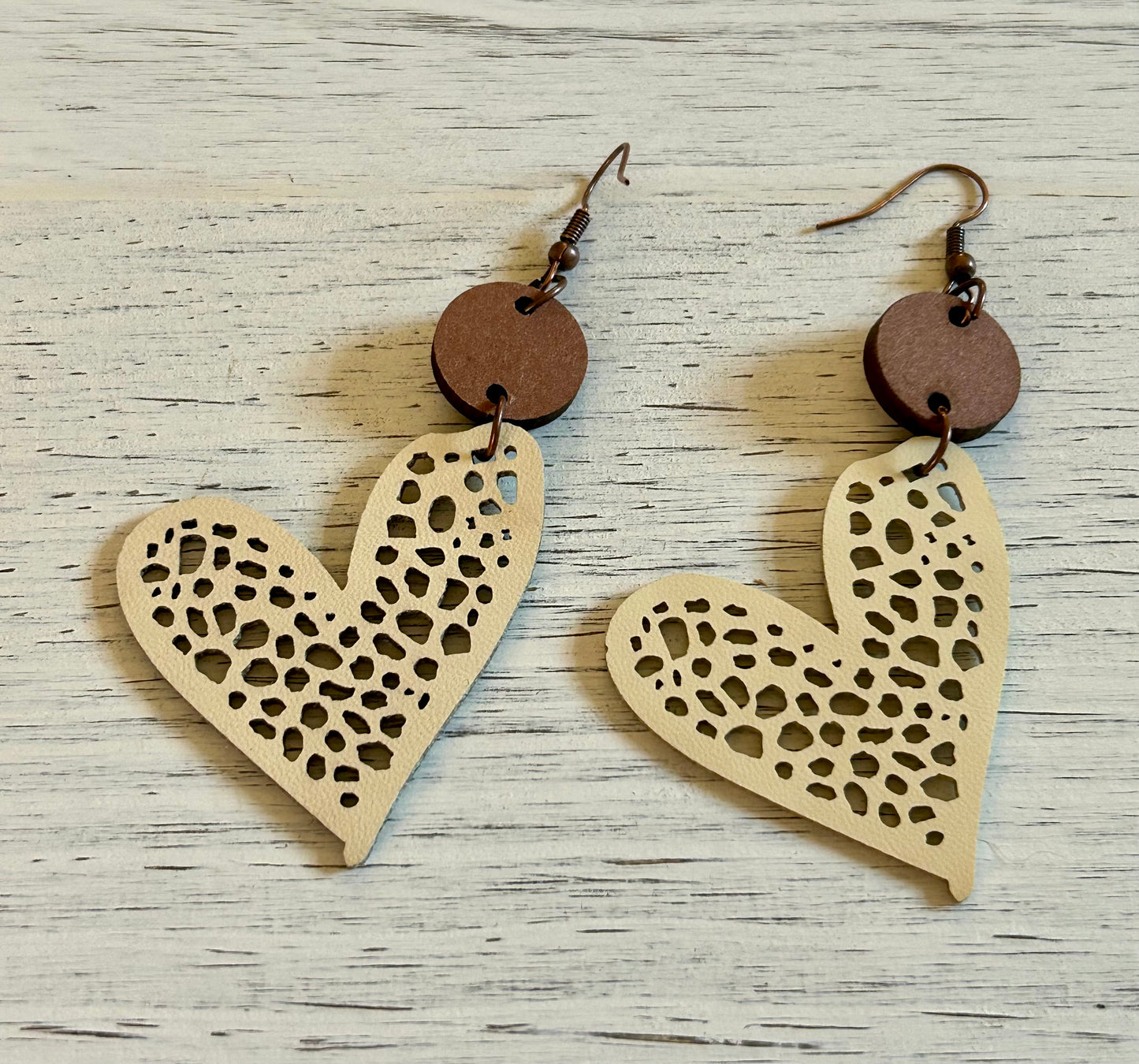 Leather Hearts in cream or black