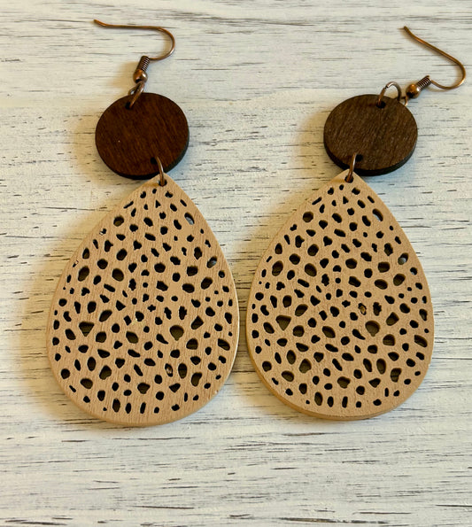 Wood and Leather teardrop