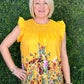 Bright Bouquet top in yellow or blue