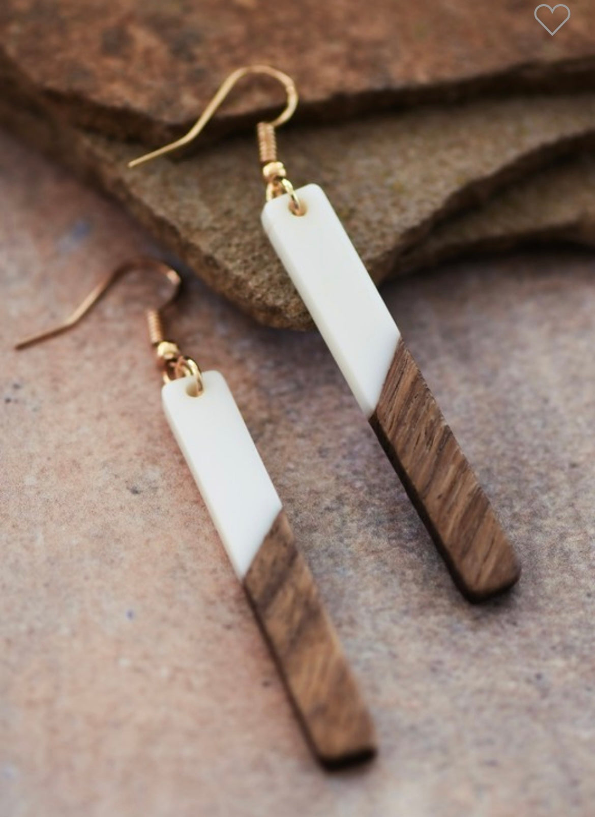 Wood and Ivory Bar Earrings