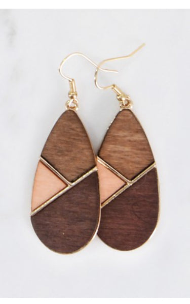 Wooden patchwork earrings