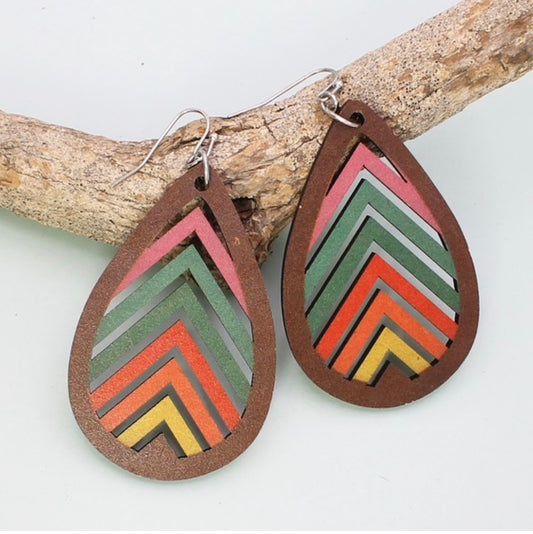 Wooden Chevron Earrings