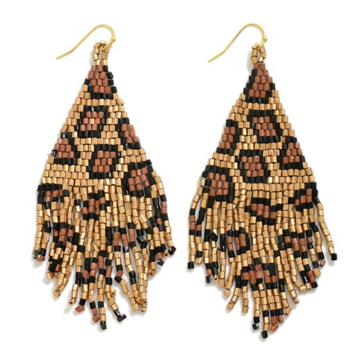 Leopard Seed Bead Dangles