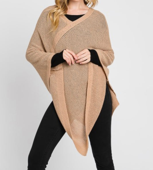 Tan Woven Poncho