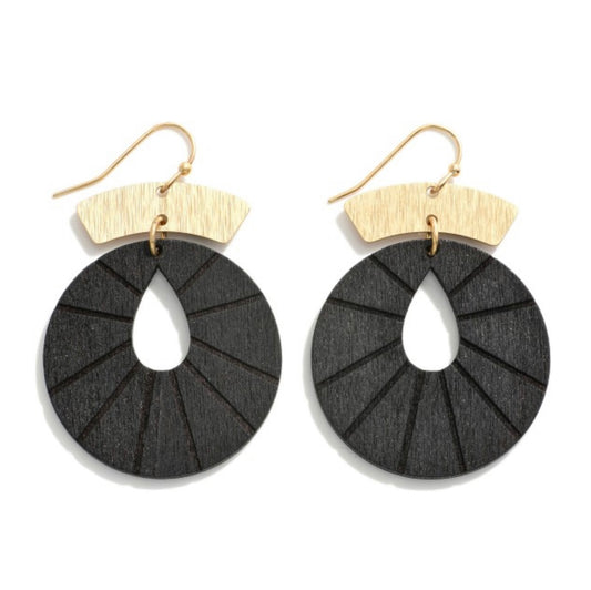 Gold and Wood Earrings