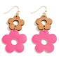 Wood and Cork Flower Earrings