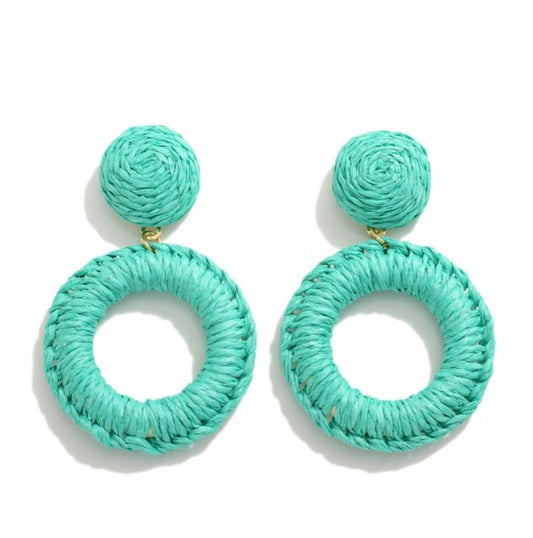 Teal Woven Earrings