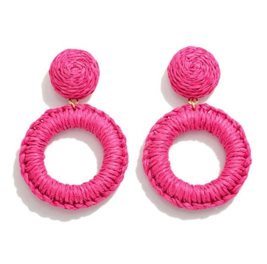 Pink Woven Earrings