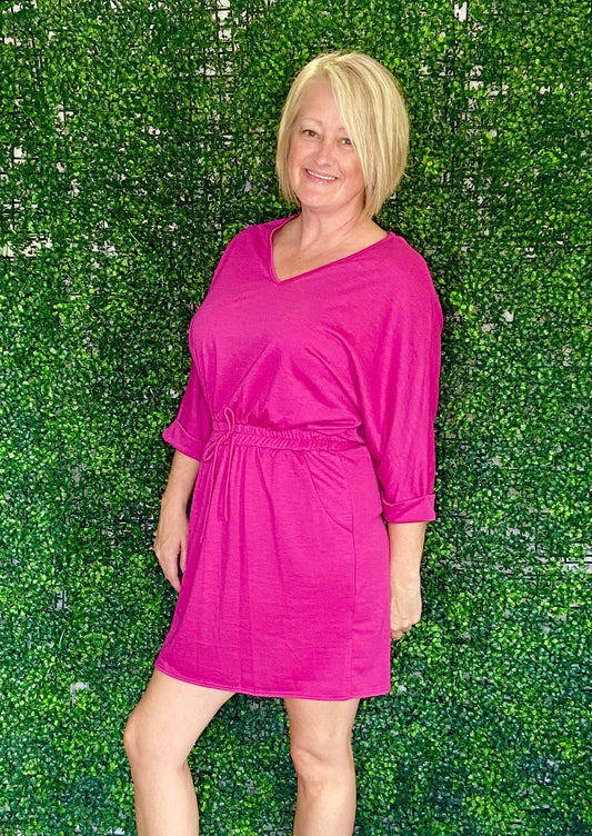 The Terry Dress in Fuchsia or Green