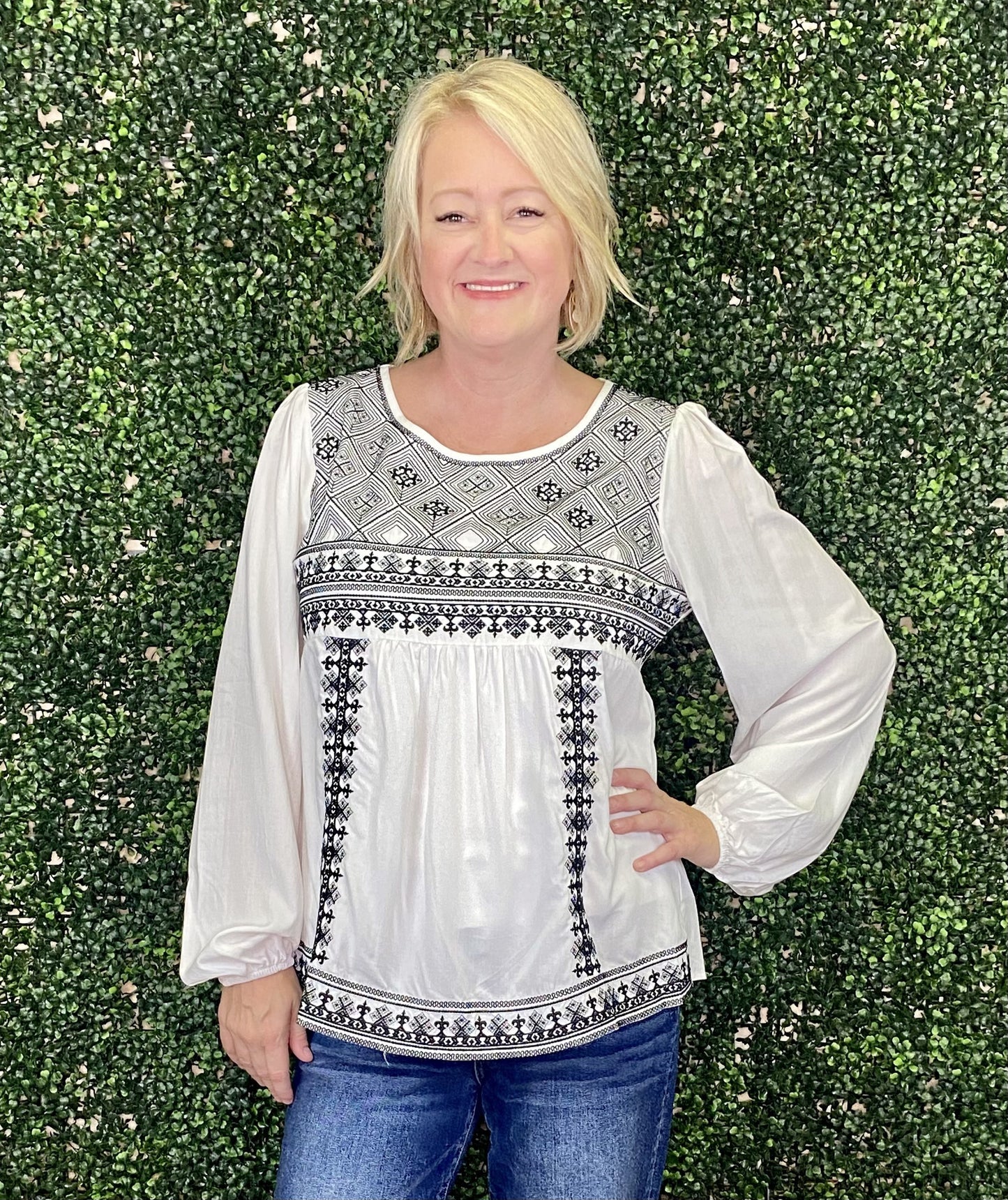 Black and White Bohemian Blouse