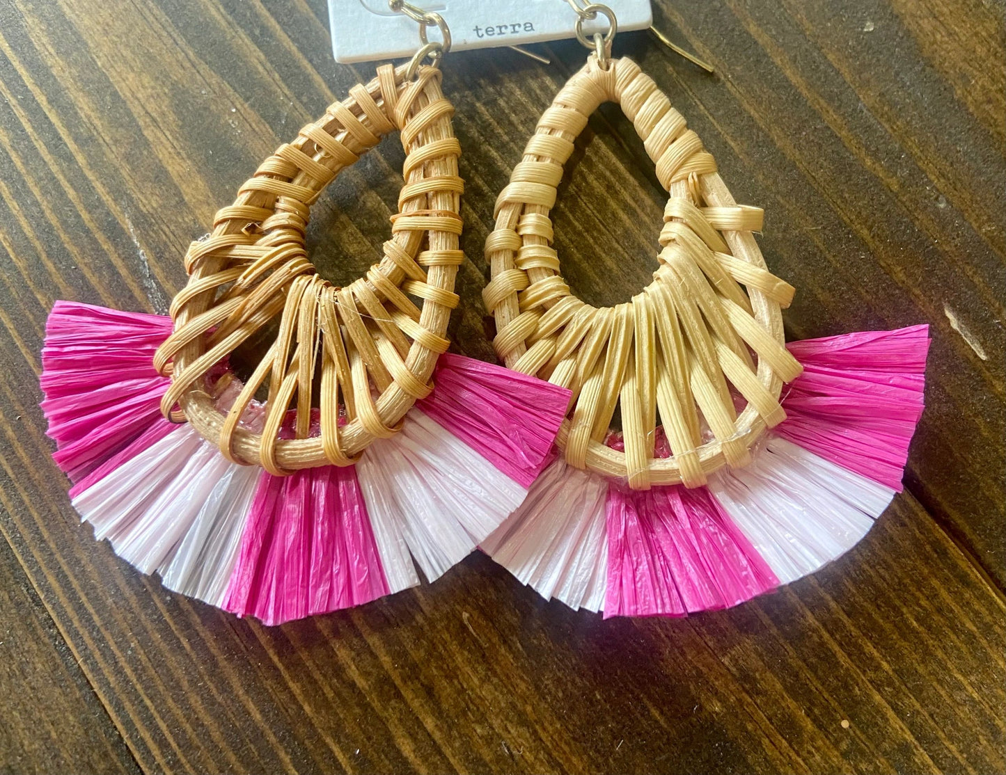 Rattan Earrings in Yellow, Pink, or Black