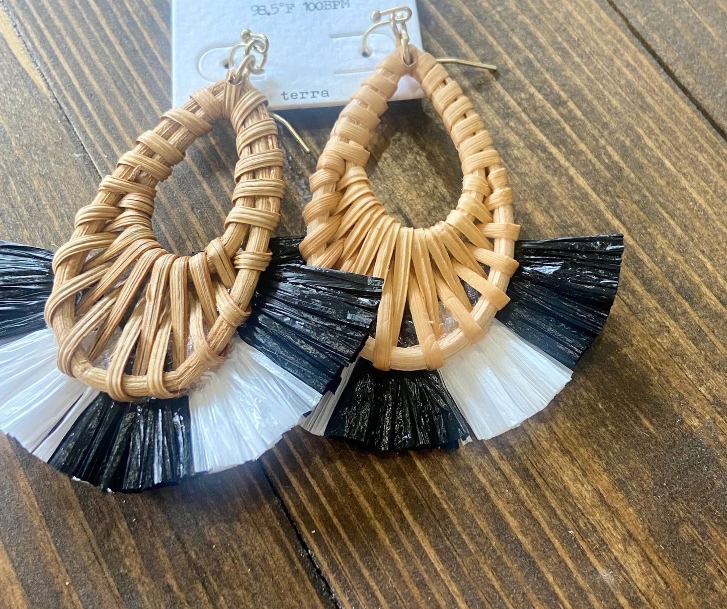 Rattan Earrings in Yellow, Pink, or Black