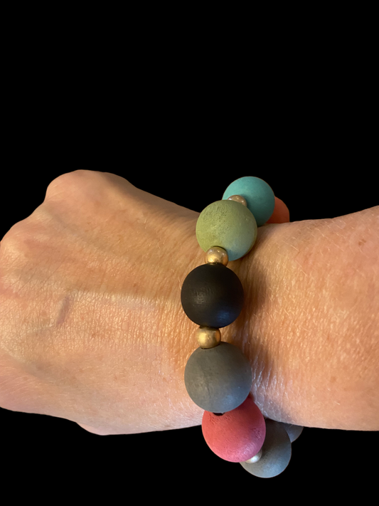 Multicolor Wooden Bead Bracelet