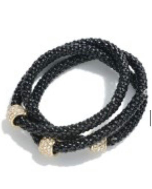 Woven and stone bracelet