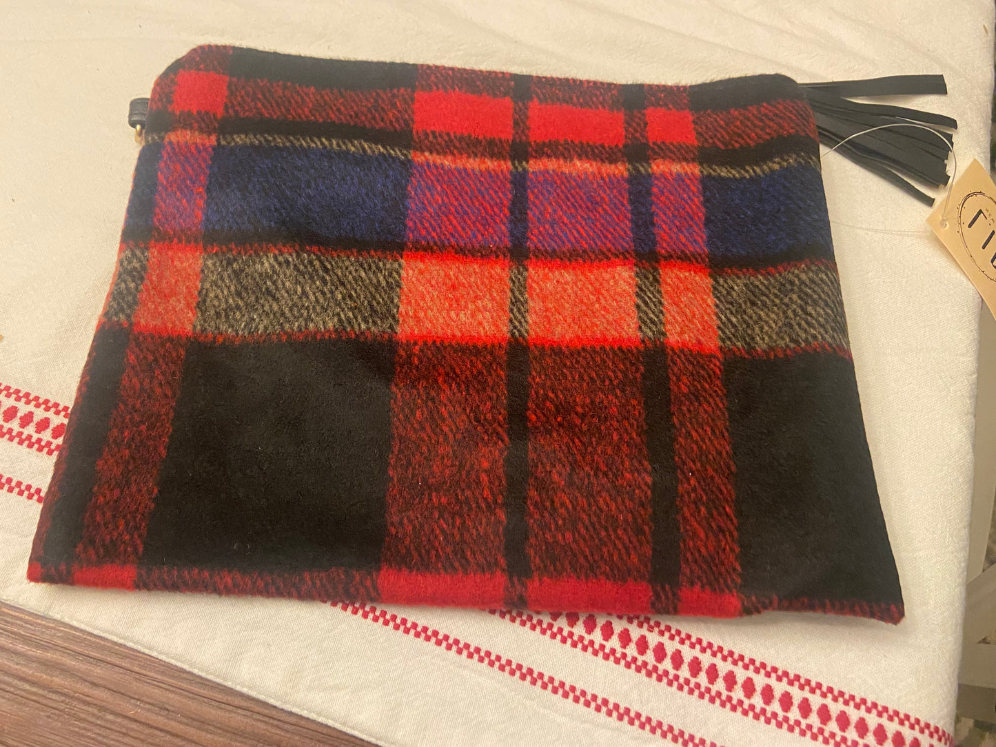 Red plaid crossbody purse