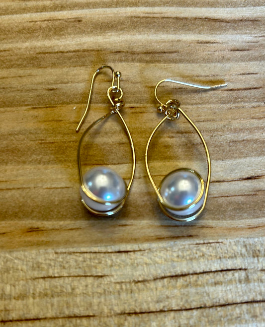 Pearl and Wire Earrings