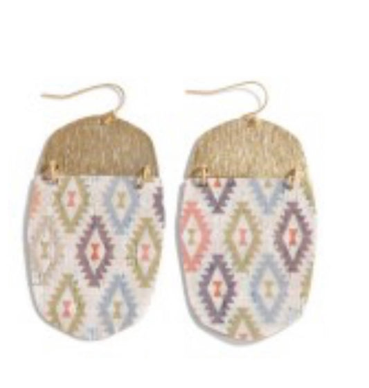 Print gold and cork earrings