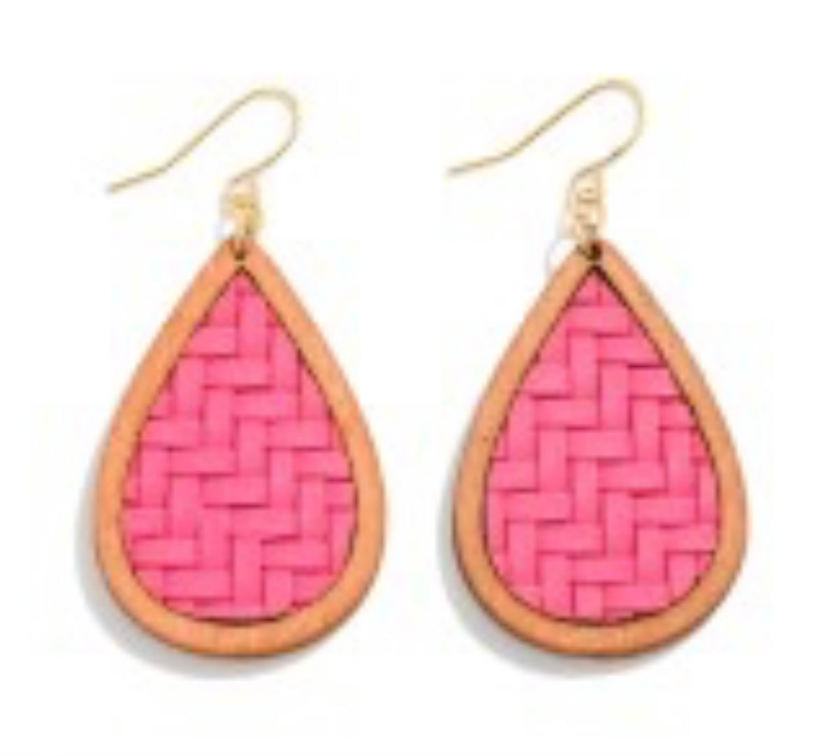 Wood Basket Weave Earrings