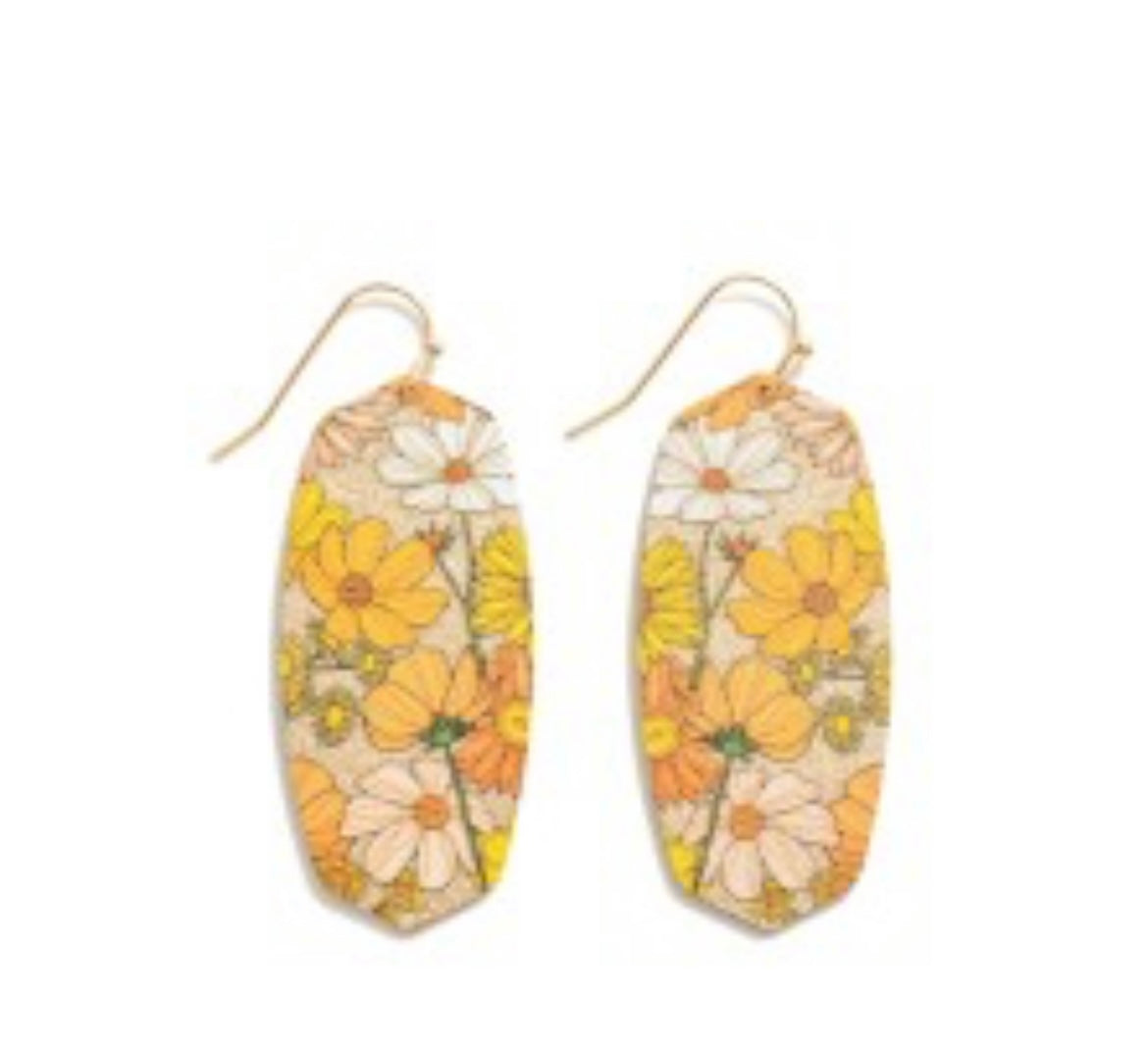 Yellow floral earrings