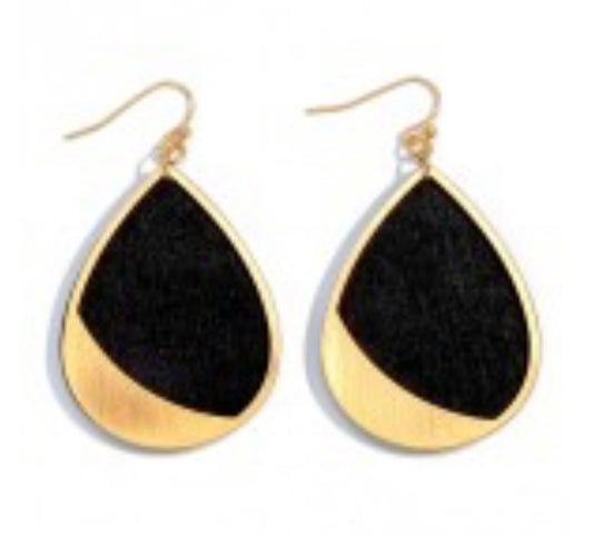 Wood and Gold stone Earrings